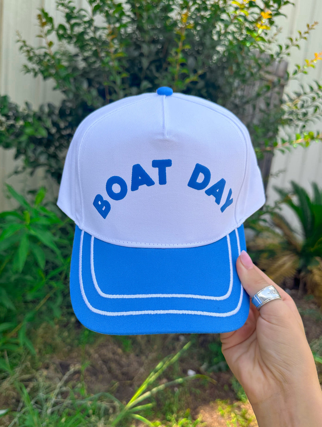 Boat Day White/Blue Canvas Trucker Hat