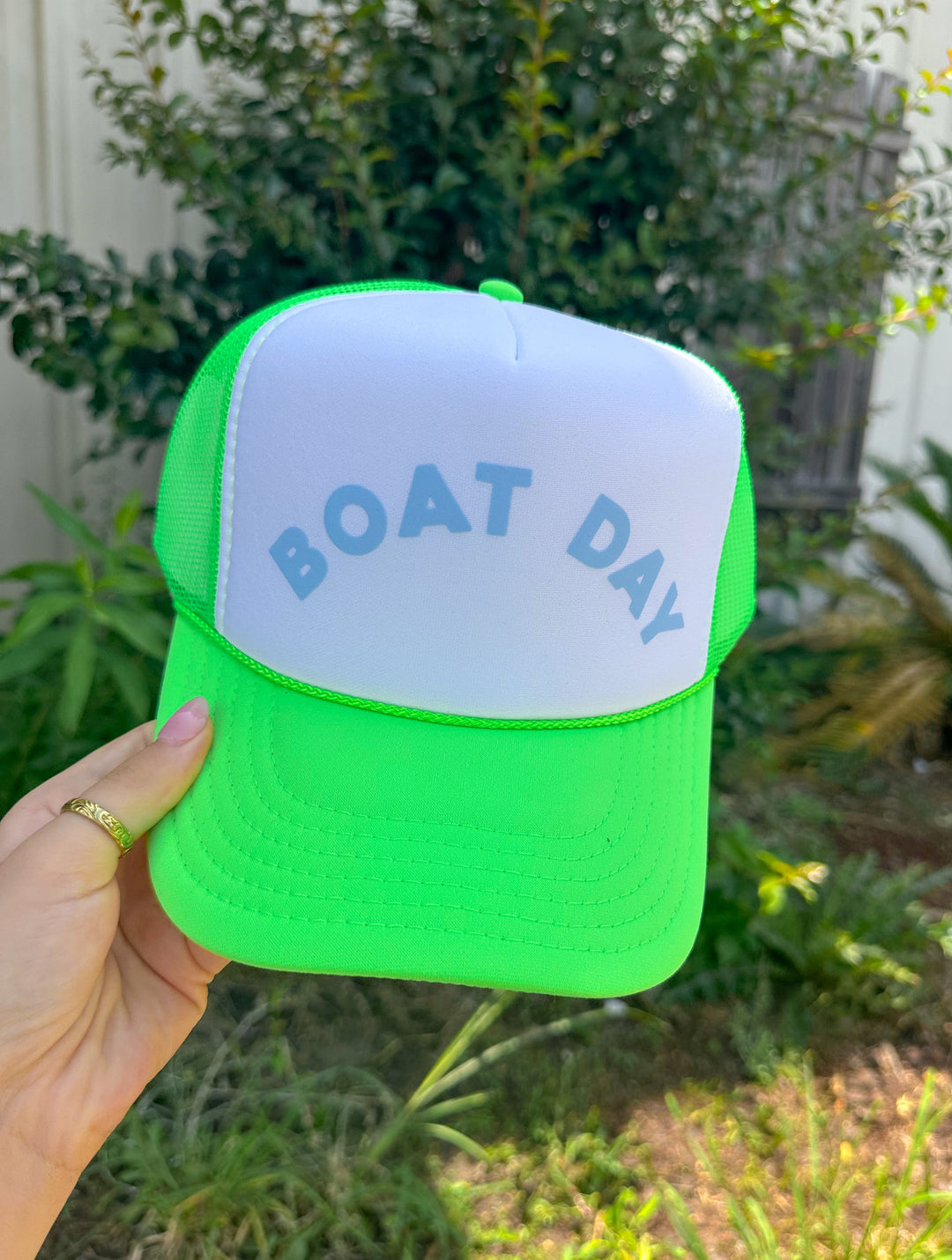 Boat Day White/ Neon Green Trucker Hat