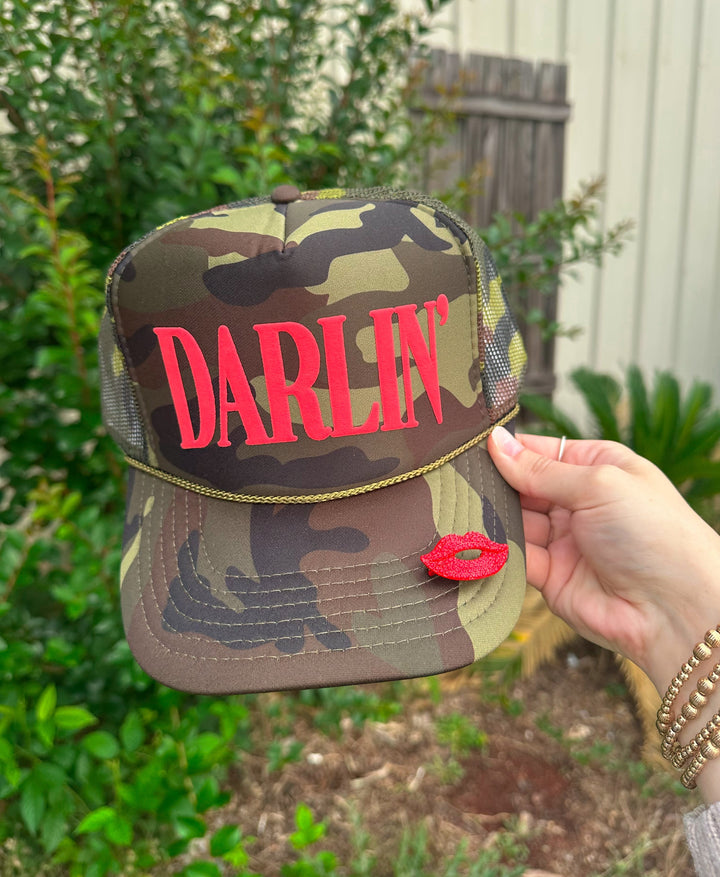 DARLIN' (RED) Full Camo Trucker