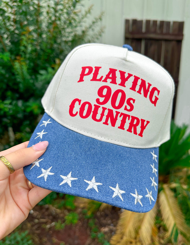 Playing 90s Country Cream/ Dark Denim STAR Trucker Hat
