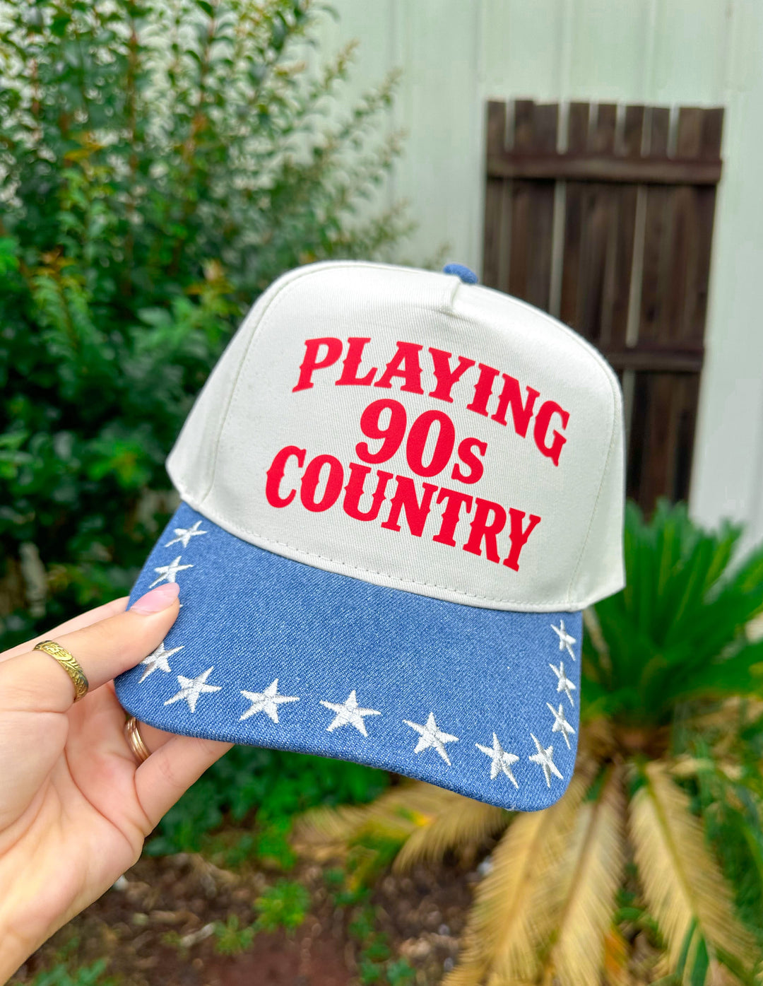 Playing 90s Country Cream/ Dark Denim STAR Trucker Hat