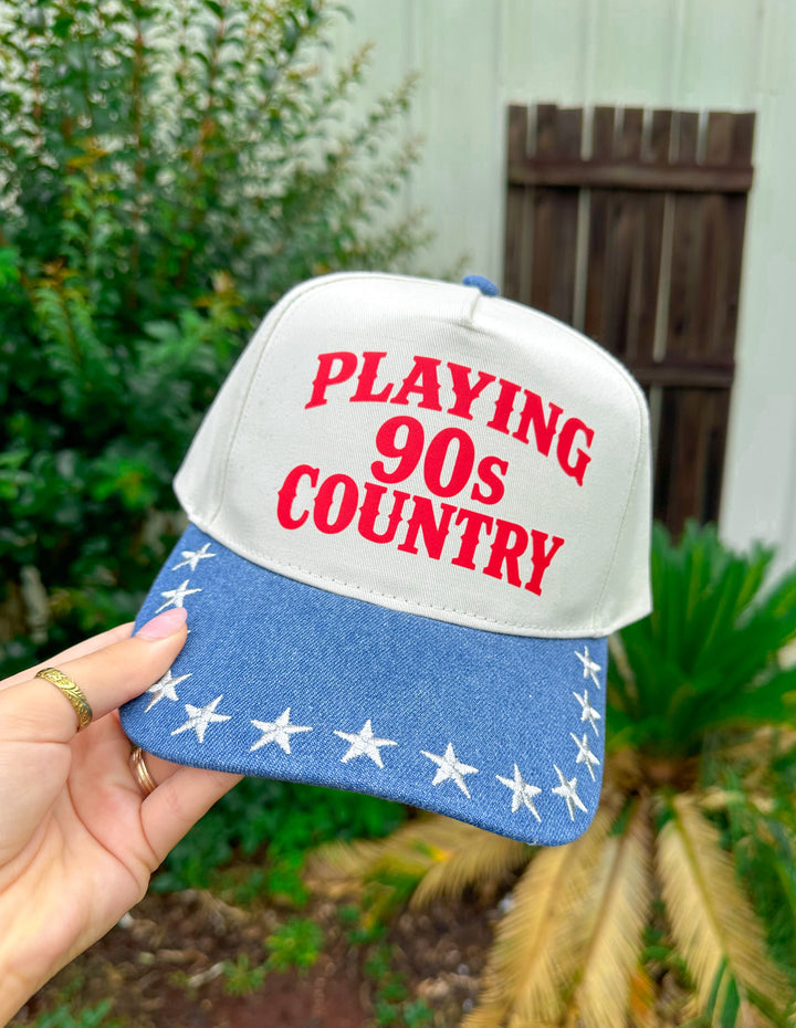 Playing 90s Country Cream/ Dark Denim STAR Trucker Hat