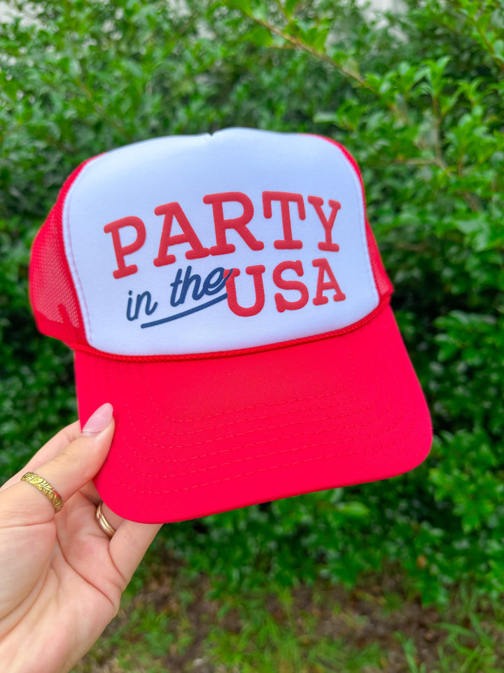 Party In The USA White/Red Trucker Hat