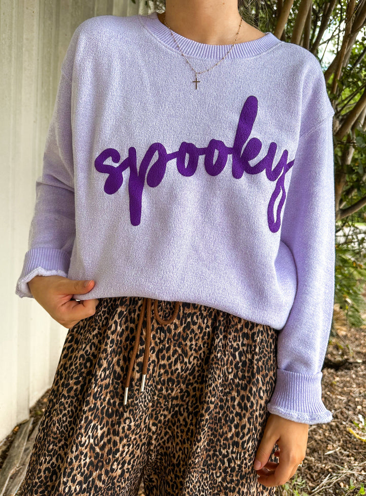 Spooky Light Purple Knit Sweatshirt