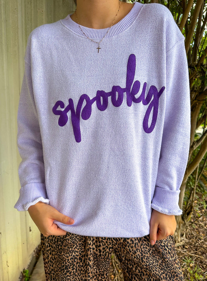 Spooky Light Purple Knit Sweatshirt