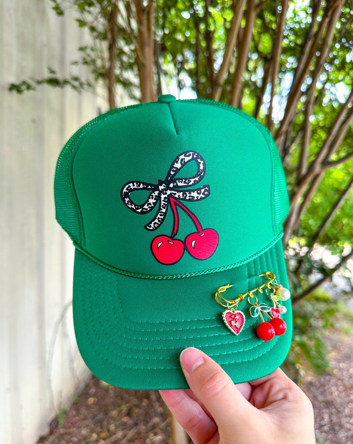 Leopard Cherry Kelly Green Trucker Hat