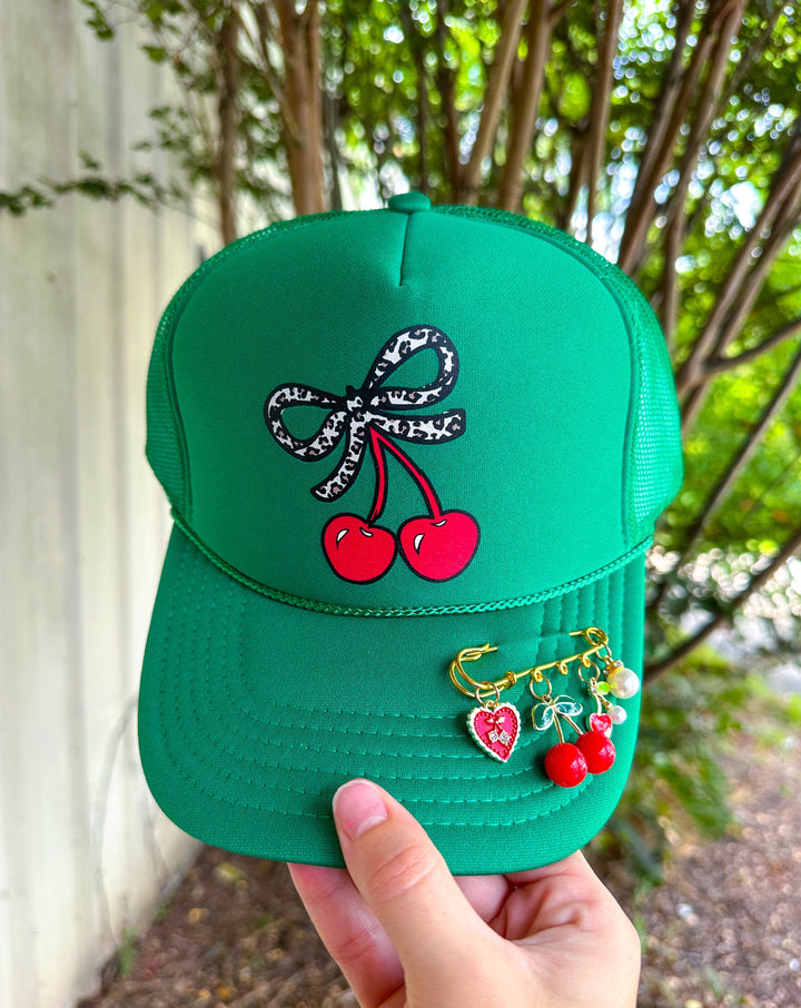 Leopard Cherry Kelly Green Trucker Hat