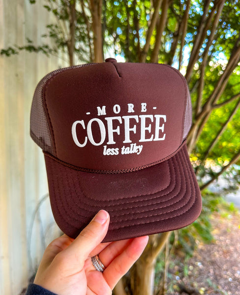 More Coffee Dark Brown Foam Trucker Hat – Southern Bliss Company display picture 1