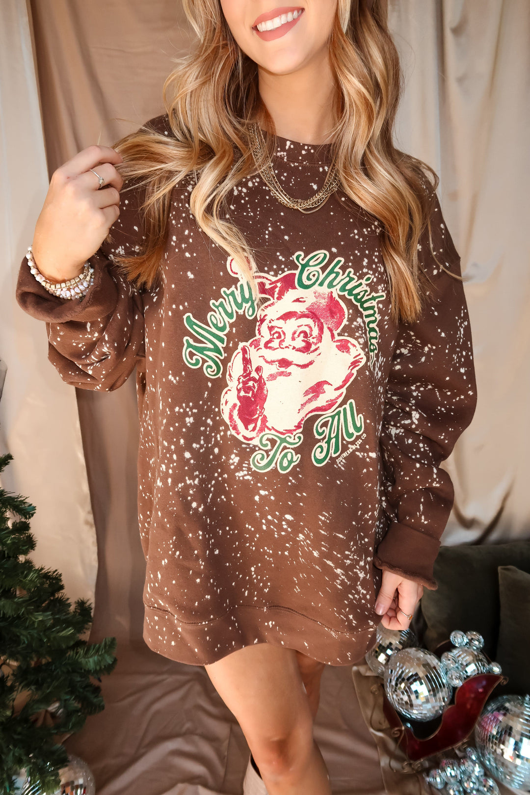 Vintage Santa Brown Bleached Sweatshirt