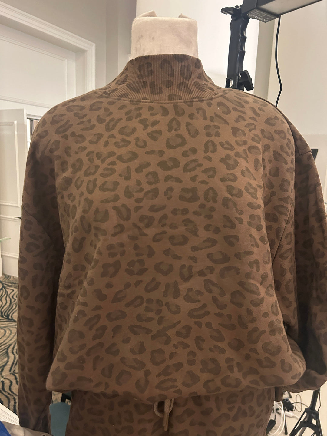 PREBOOK: Brown Leopard Mock Sweatshirt