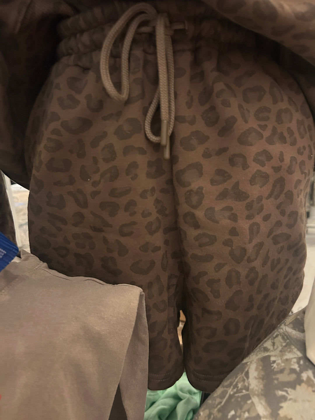 PREBOOK: Brown Leopard Fleece Shorts
