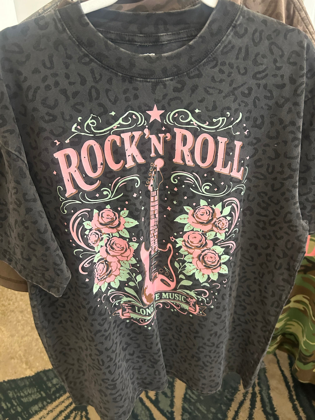 Rock N Roll Black Leopard Heavy Tee
