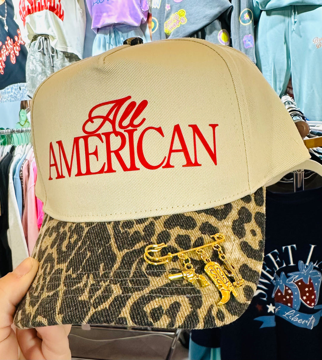 All American Washed Leopard Canvas Trucker Hat