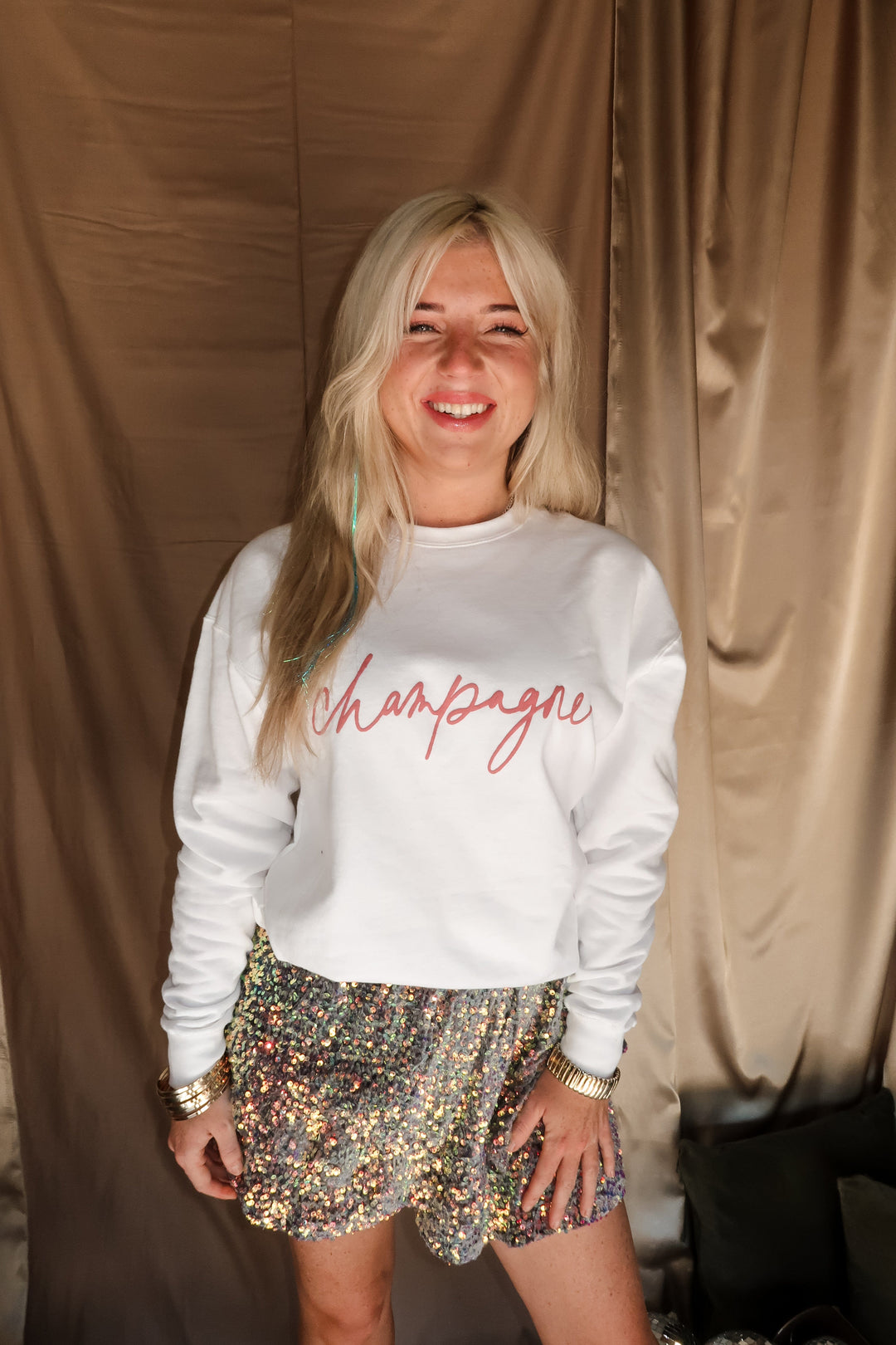 Champagne Puff White Sweatshirt