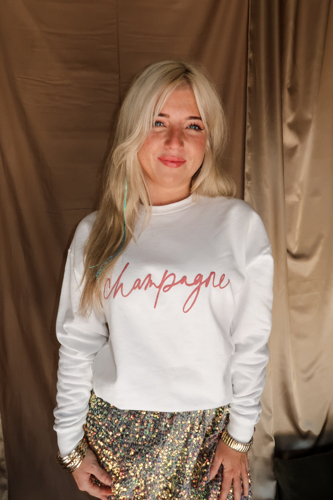 Champagne Puff White Sweatshirt