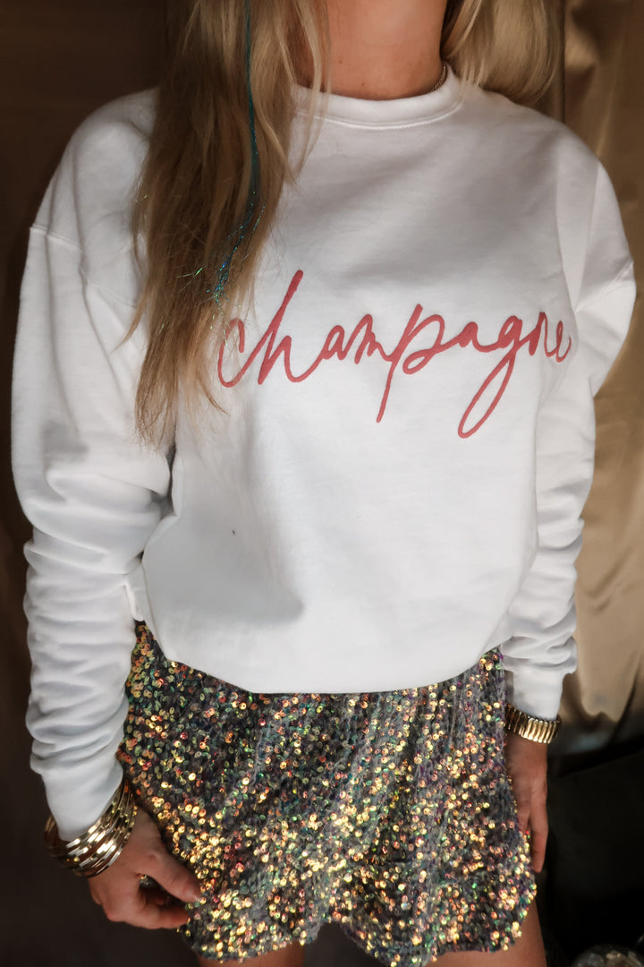 Champagne Puff White Sweatshirt