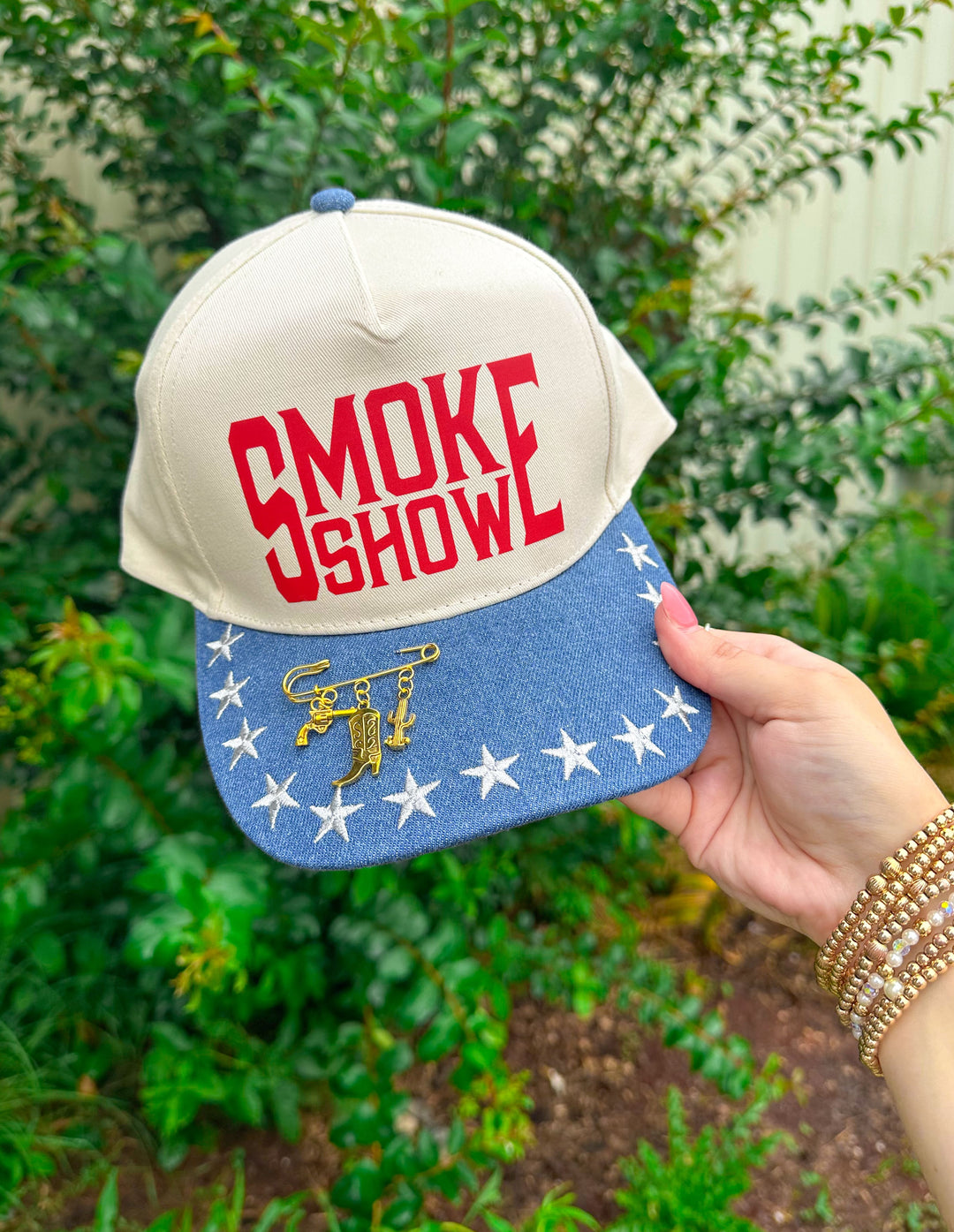 Smoke Show Cream/Dark Denim STAR Canvas Trucker
