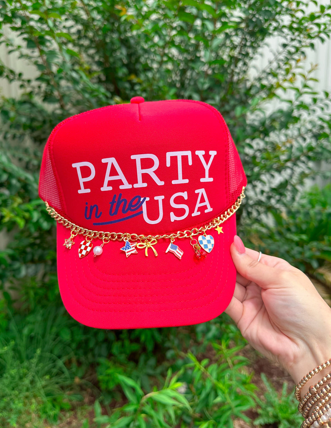 Party In The USA Red Trucker Hat