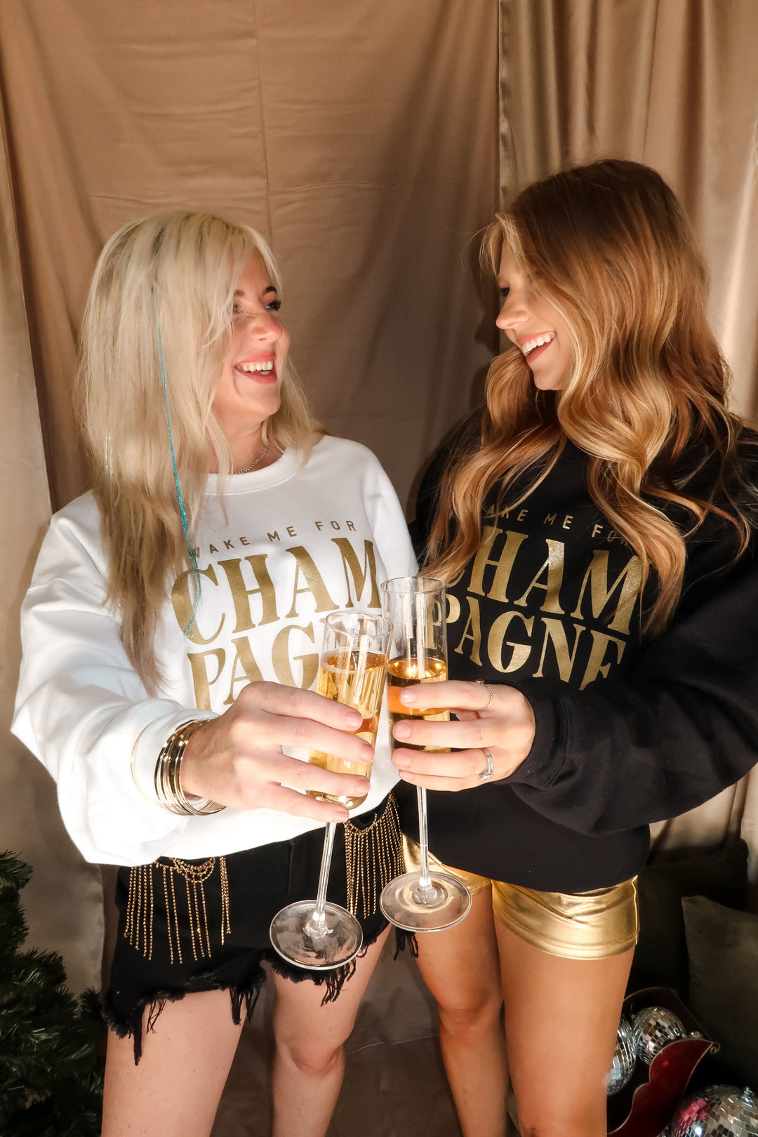 Wake Me For Champagne White Sweatshirt