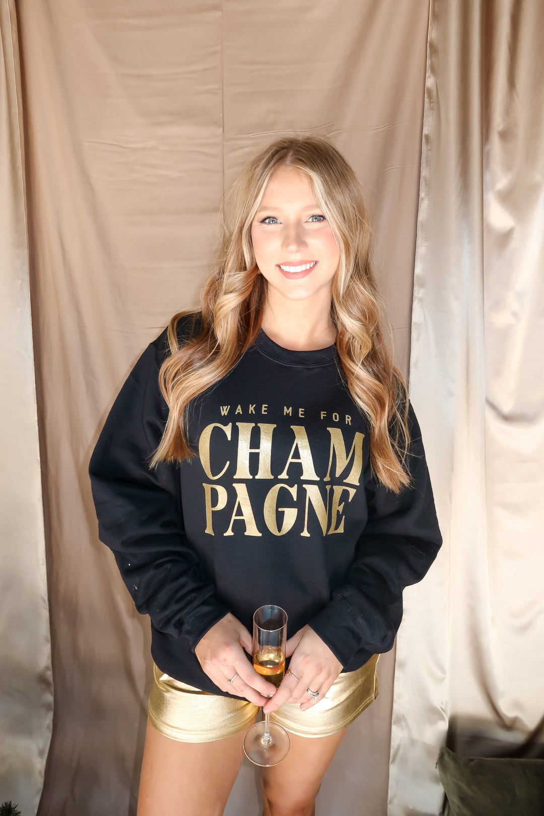 Wake Me For Champagne Black Sweatshirt