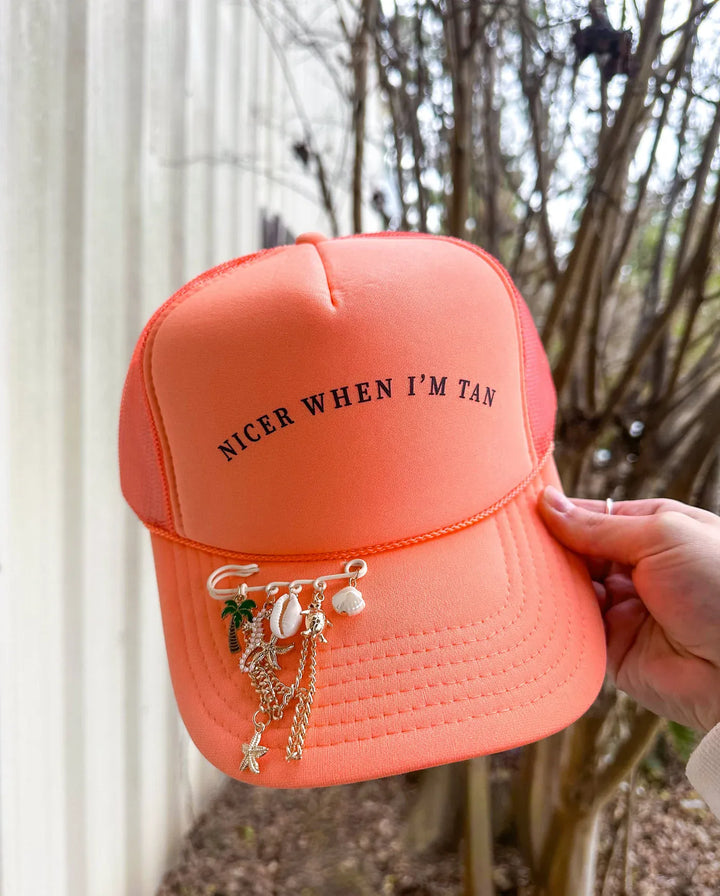 Nicer When I'm Tan Coral Trucker Hat