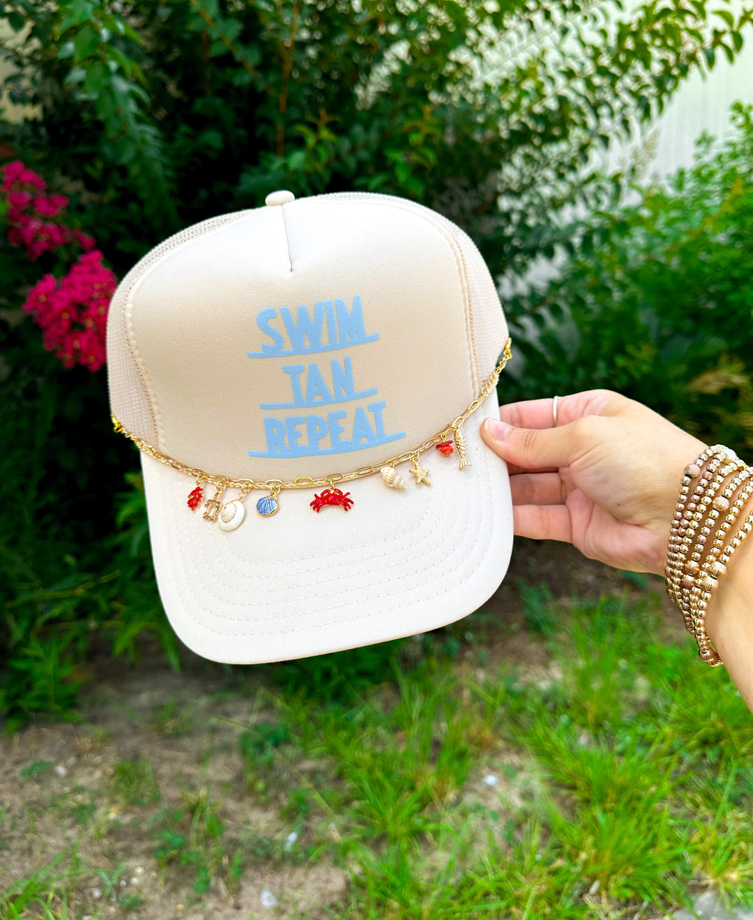Swim Tan Repeat Cream Trucker Hat