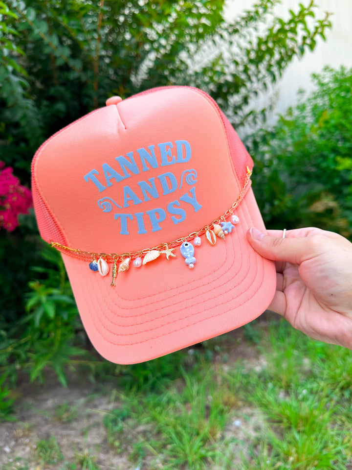 Tanned and Tipsy Coral Trucker Hat