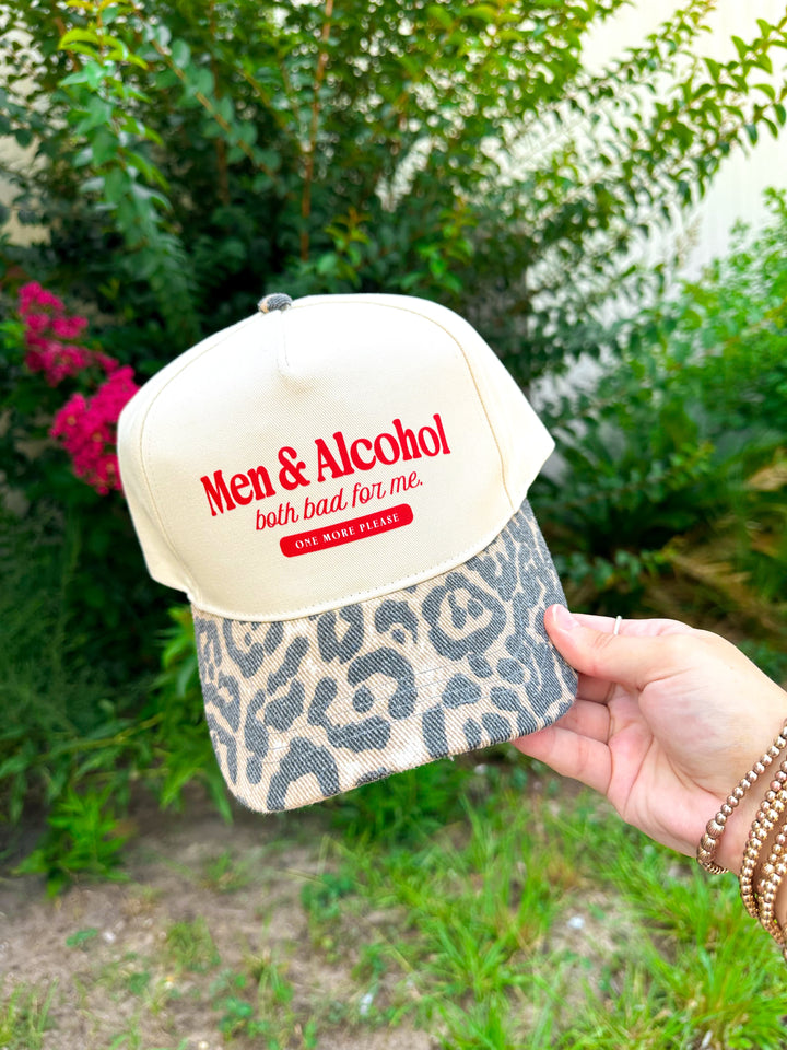 Men & Alcohol Washed Leopard Canvas Trucker