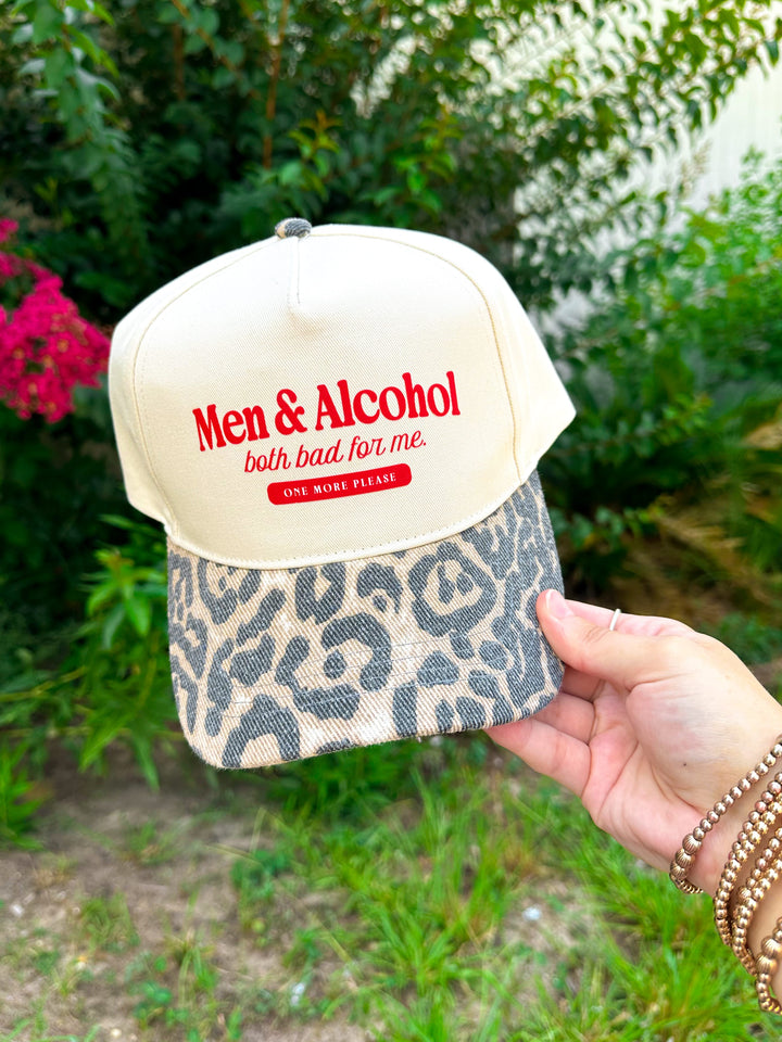Men & Alcohol Washed Leopard Canvas Trucker