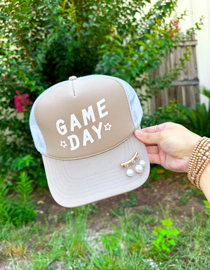Game Day Khaki & White Trucker Hat