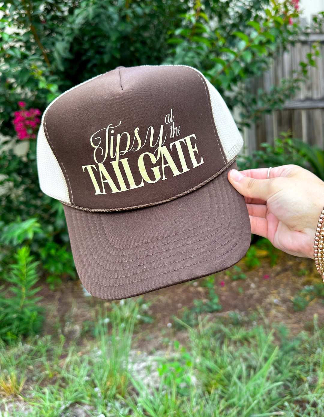 Tipsy at the Tailgate Brown/Tan Trucker Hat