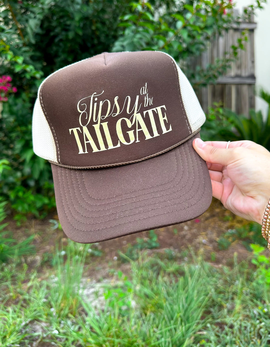 Tipsy at the Tailgate Brown/Tan Trucker Hat