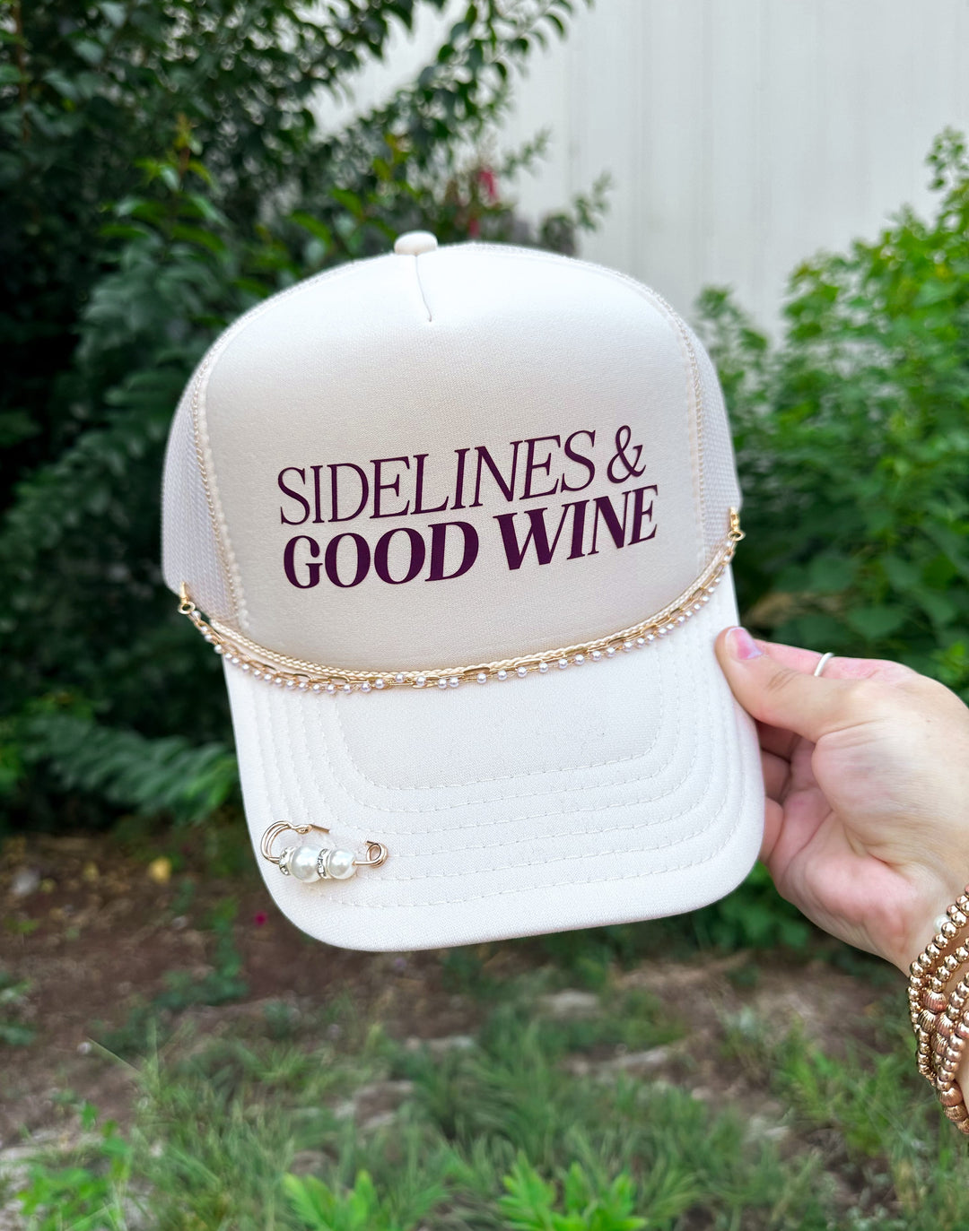 Sidelines & Good Wine Cream Trucker