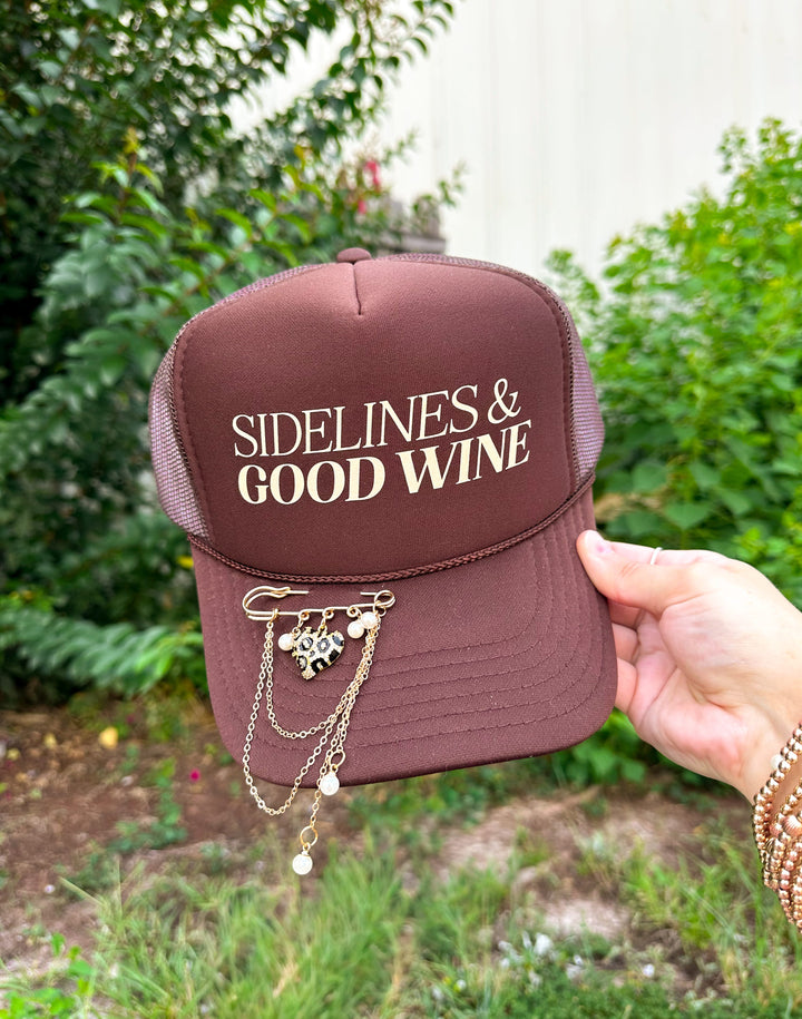 Sidelines & Good Wine Brown Trucker