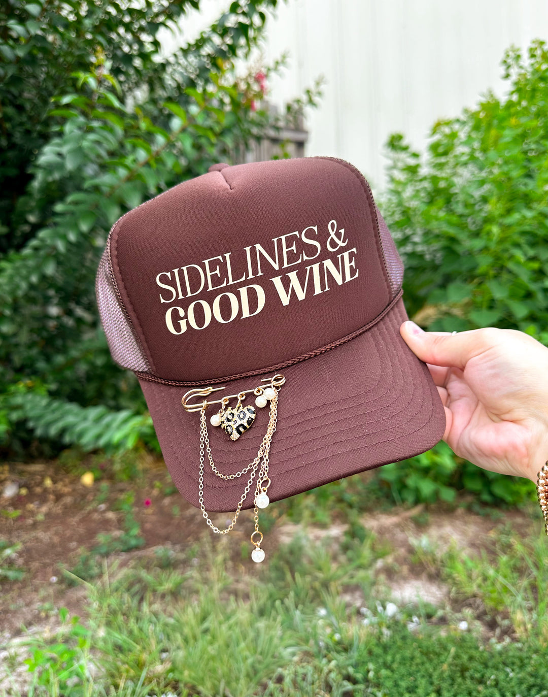 Sidelines & Good Wine Brown Trucker