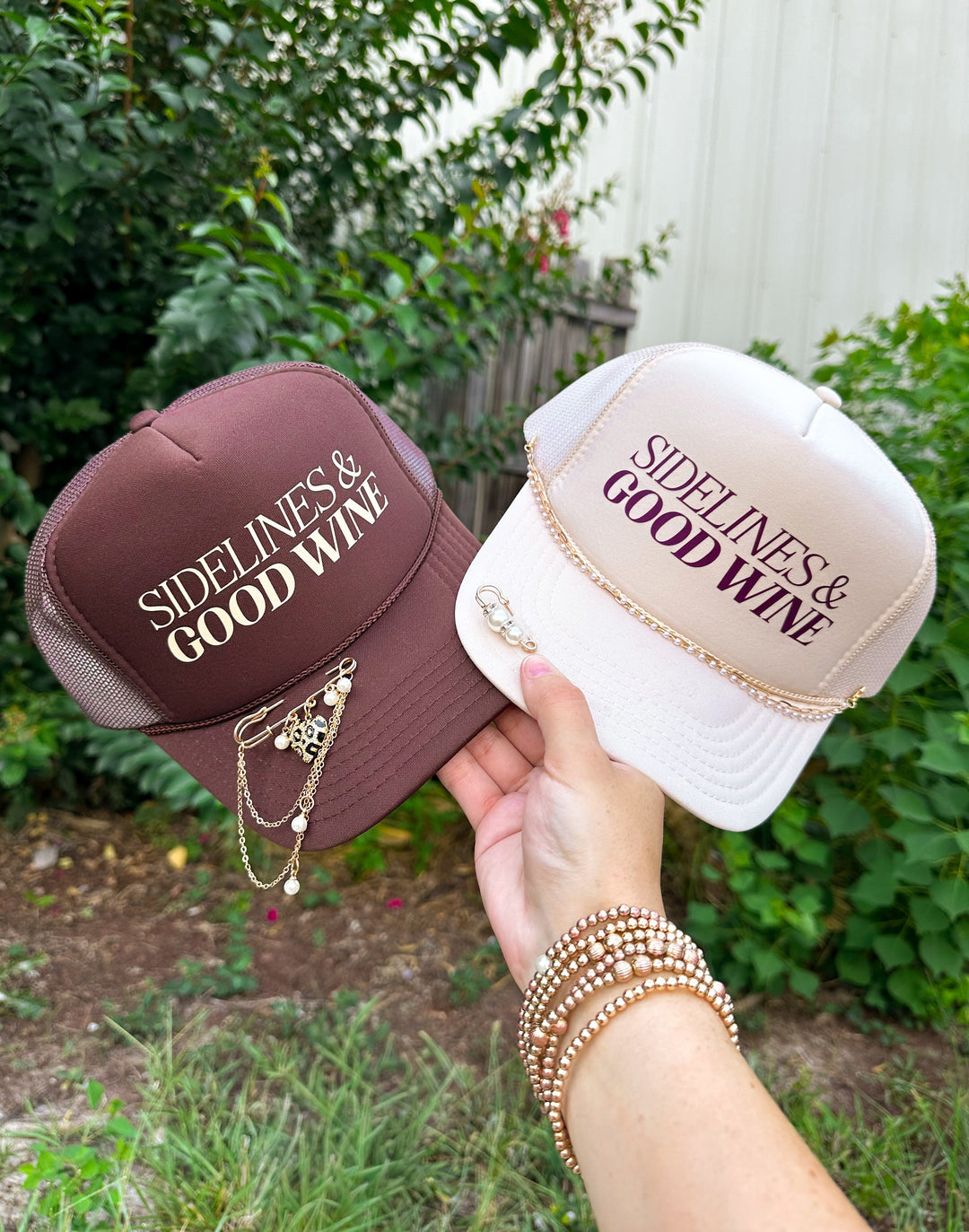 Sidelines & Good Wine Brown Trucker