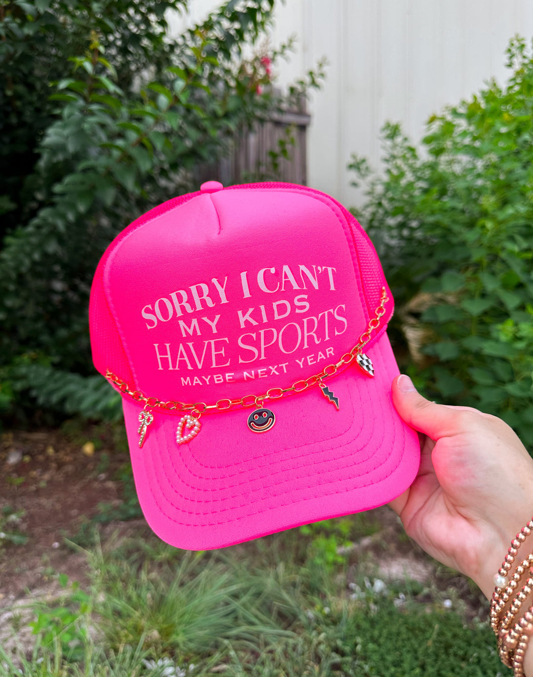 Sorry I Can't My Kids Have Sports Hot Pink Trucker Hat