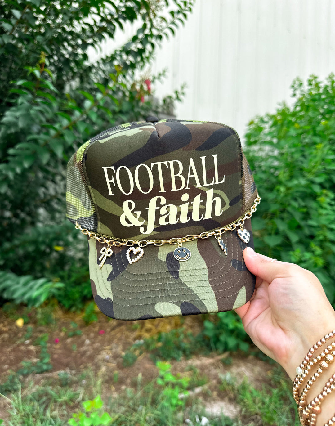Football and Faith Camo Trucker