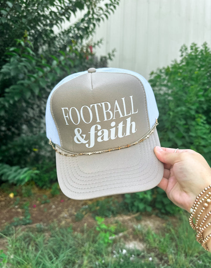 Football and Faith Khaki/White Trucker