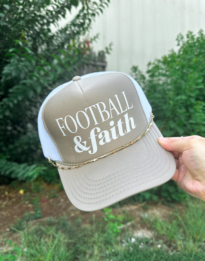 Football and Faith Khaki/White Trucker
