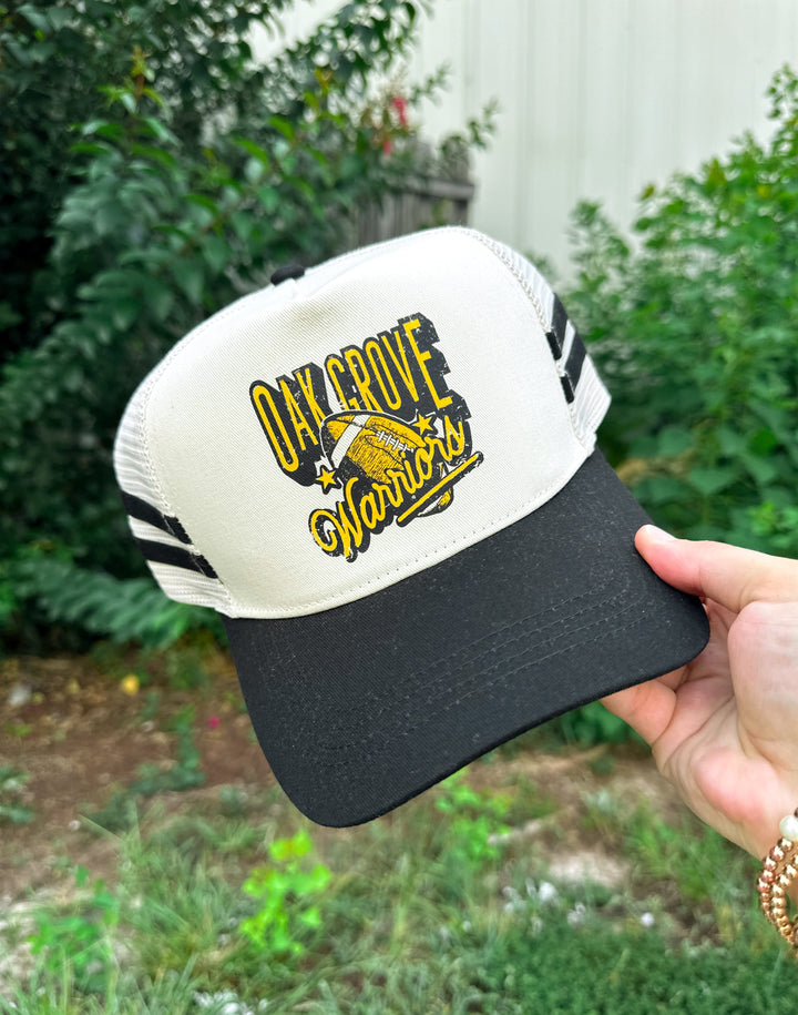 Oak Grove Warriors Black Striped Canvas Trucker