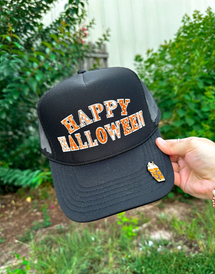 Happy Halloween Black Trucker Hat