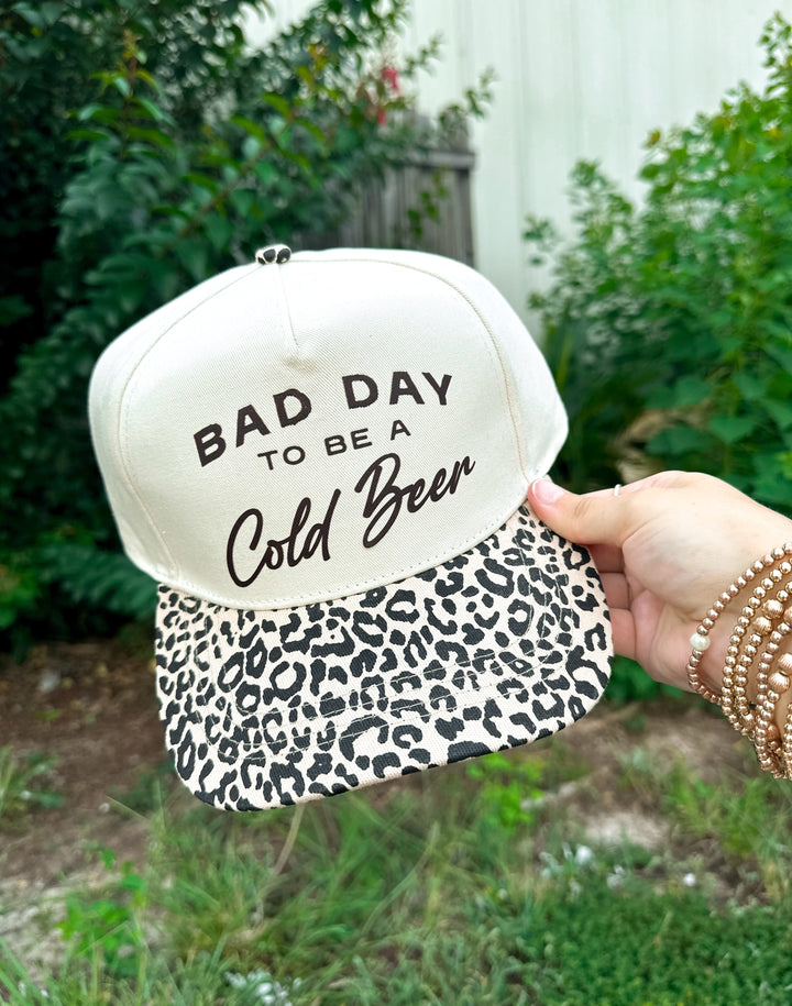 Bad Day To Be A Cold Beer Original Leopard Canvas Trucker