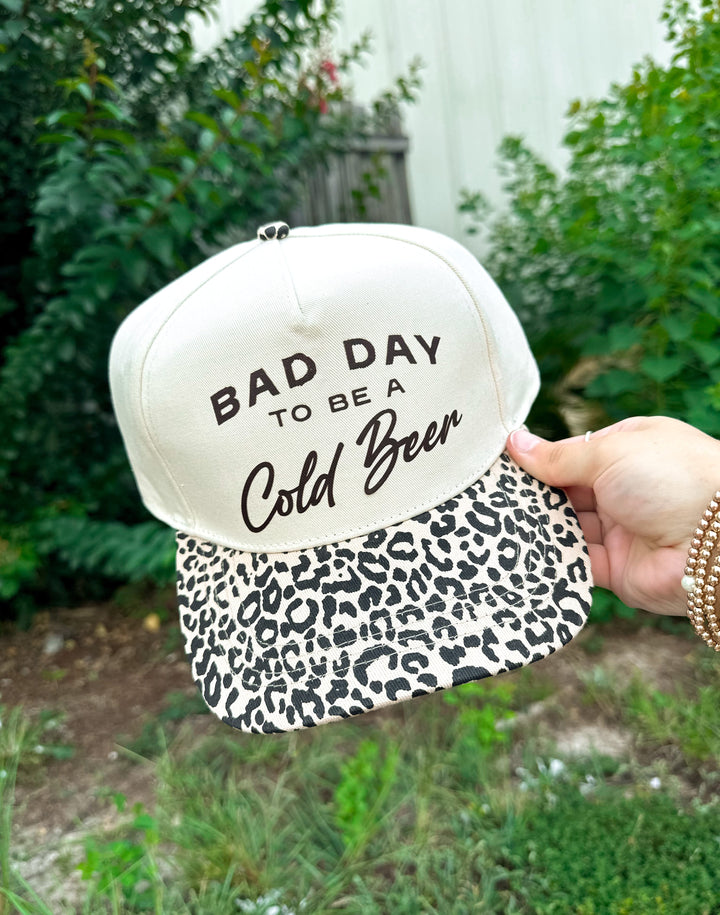 Bad Day To Be A Cold Beer Original Leopard Canvas Trucker
