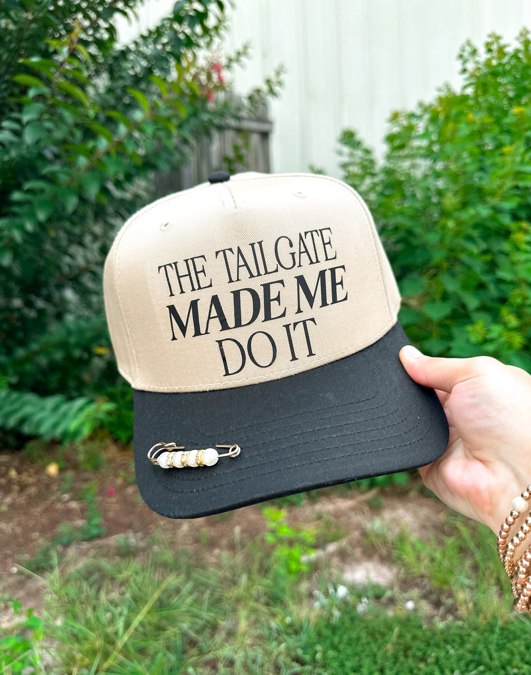 The Tailgate Made Me Do It Khaki/Black Canvas Trucker