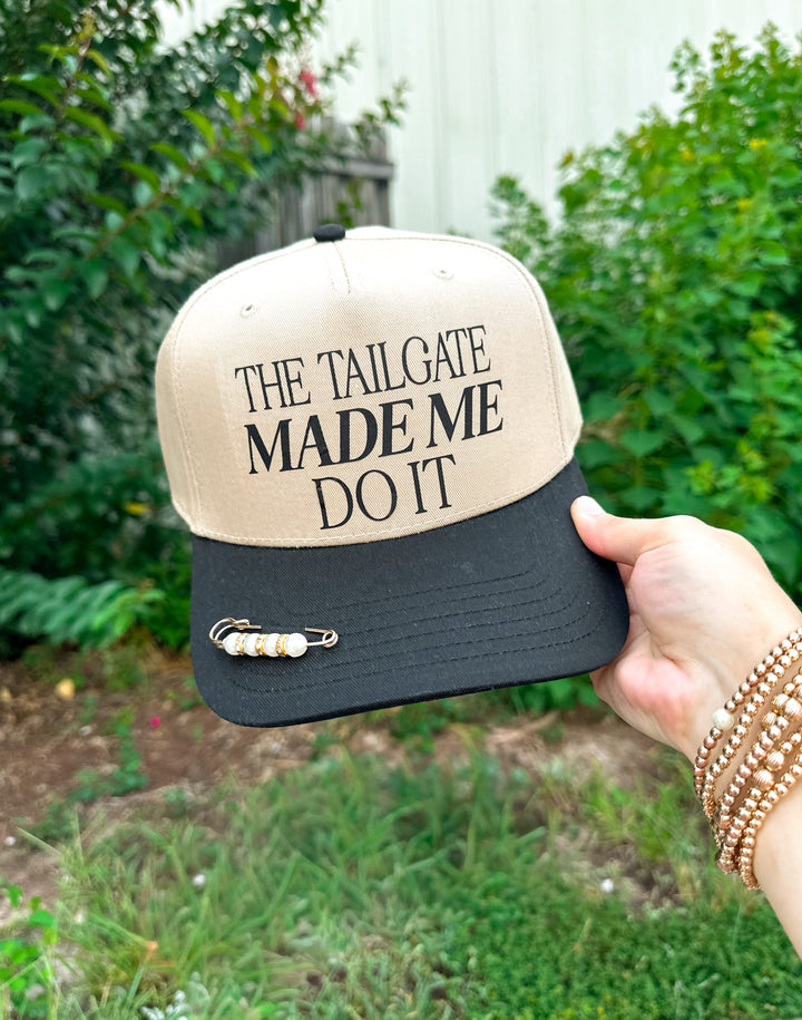 The Tailgate Made Me Do It Khaki/Black Canvas Trucker