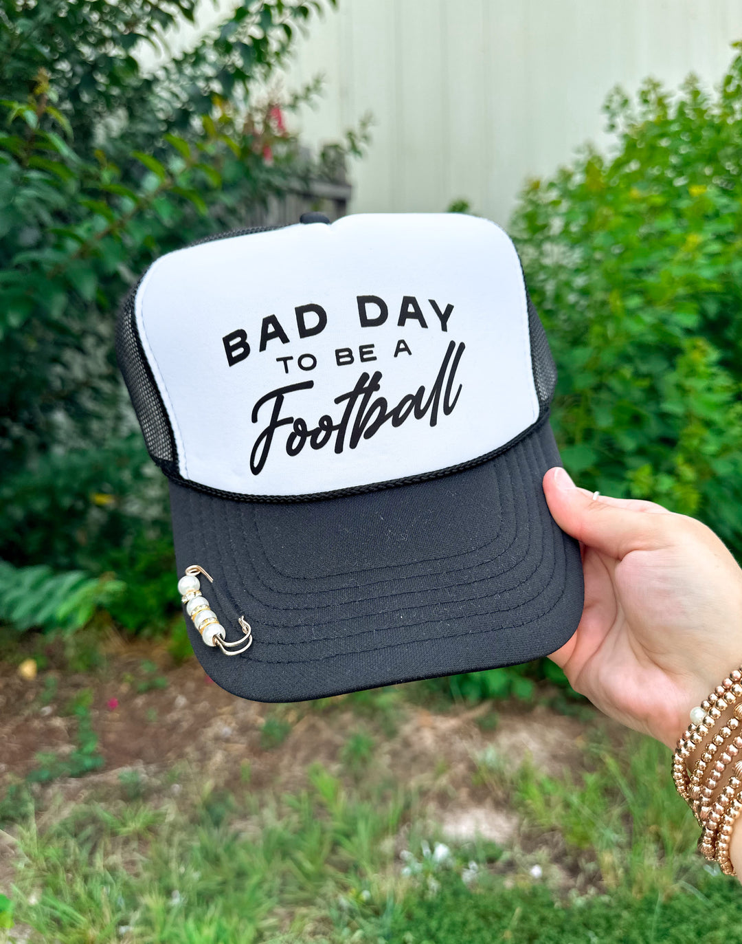 Bad Day to be a Football Black & White Trucker Hat