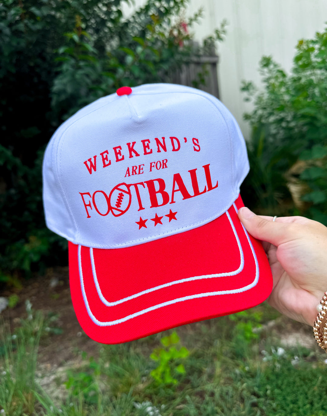 Weekends are for Football White/Red Canvas Trucker