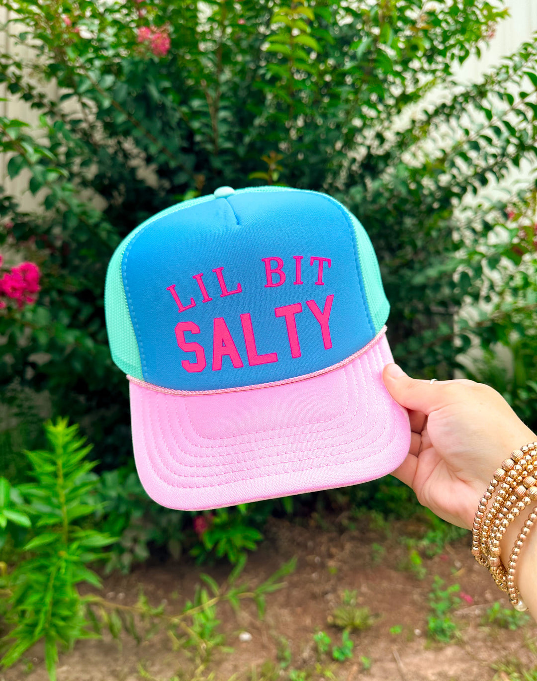 Lil Bit Salty Multi Trucker Hat (Carolina Blue)