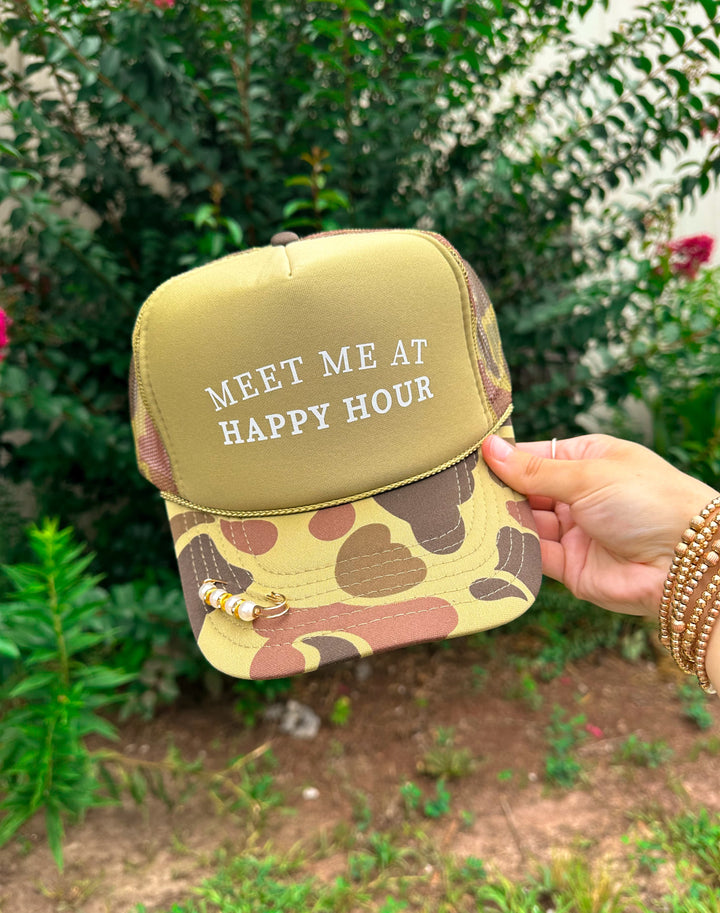 Meet Me At Happy Hour Two Tone Camo Trucker